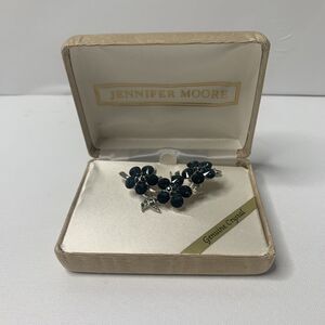 Vintage Jennifer Moore Blue Floral Genuine Crystal Pin With Box